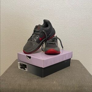 Nike Gray and Red Sneakers with Breathable Mesh and Cushioned Sole